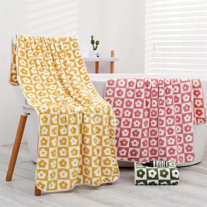 Charming Plaid Floral Beach Towel - Image 3