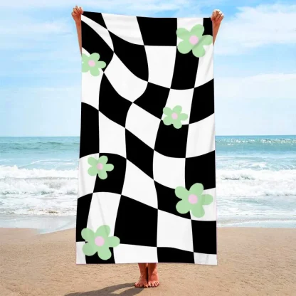 Elegant Grid Pattern Beach Towel - Image 6