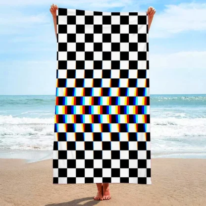 Elegant Grid Pattern Beach Towel - Image 2