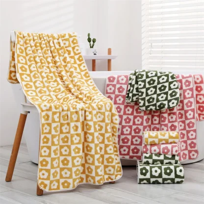 Charming Plaid Floral Beach Towel - Image 2