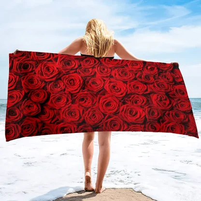 Rose-Themed Beach Towel