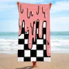 Elegant Grid Pattern Beach Towel - Image 3