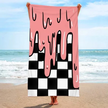 Elegant Grid Pattern Beach Towel - Image 3