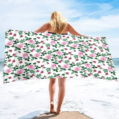 Large Floral Design Beach Towel - Image 4