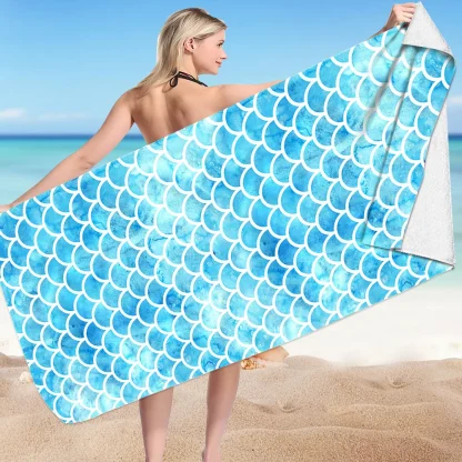 Fish Scale Pattern Beach Towel - Image 4