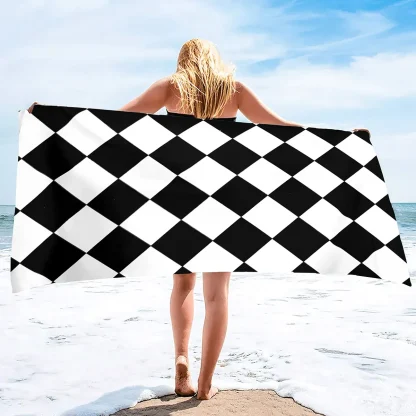 Modern Checkered Beach Towel - Image 2