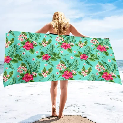 Large Floral Design Beach Towel - Image 7