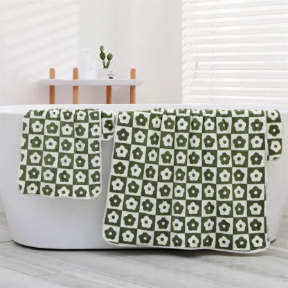 Charming Plaid Floral Beach Towel