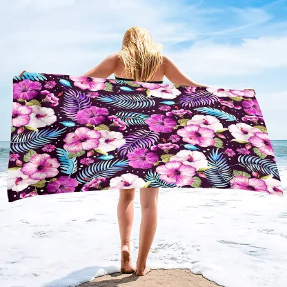 Large Floral Design Beach Towel - Image 2