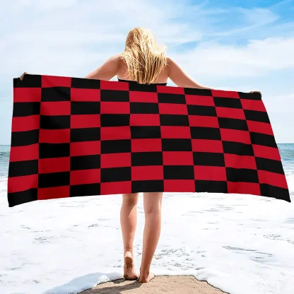 Modern Checkered Beach Towel - Image 4