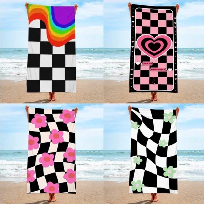 Elegant Grid Pattern Beach Towel - Image 7