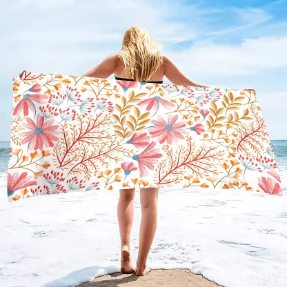 Large Floral Design Beach Towel - Image 5