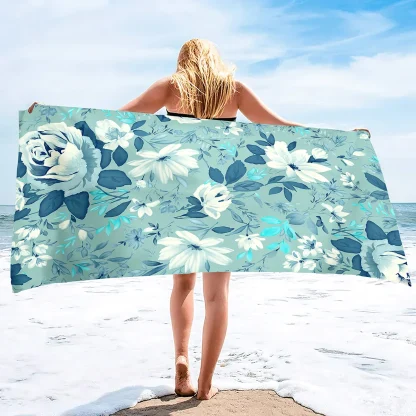 Large Floral Design Beach Towel - Image 3
